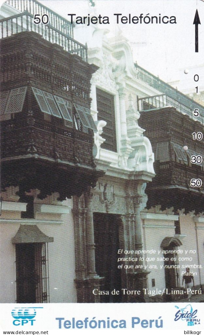 PERU(tamura) - Casa De Torre Tagle/Lima(0018), CPT/Telefonica/Entel 50 Units, 12/94, Used - Peru