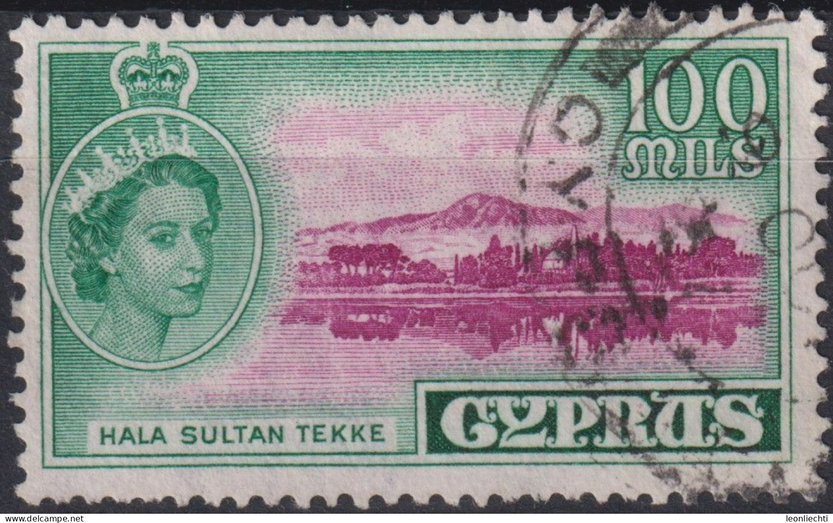 1955 Zypern (...-1960) ° Mi:CY 175, Sn:CY 179, Yt:CY 167, Queen Elizabeth II & Hala Sultan Tekke - Cyprus (...-1960)