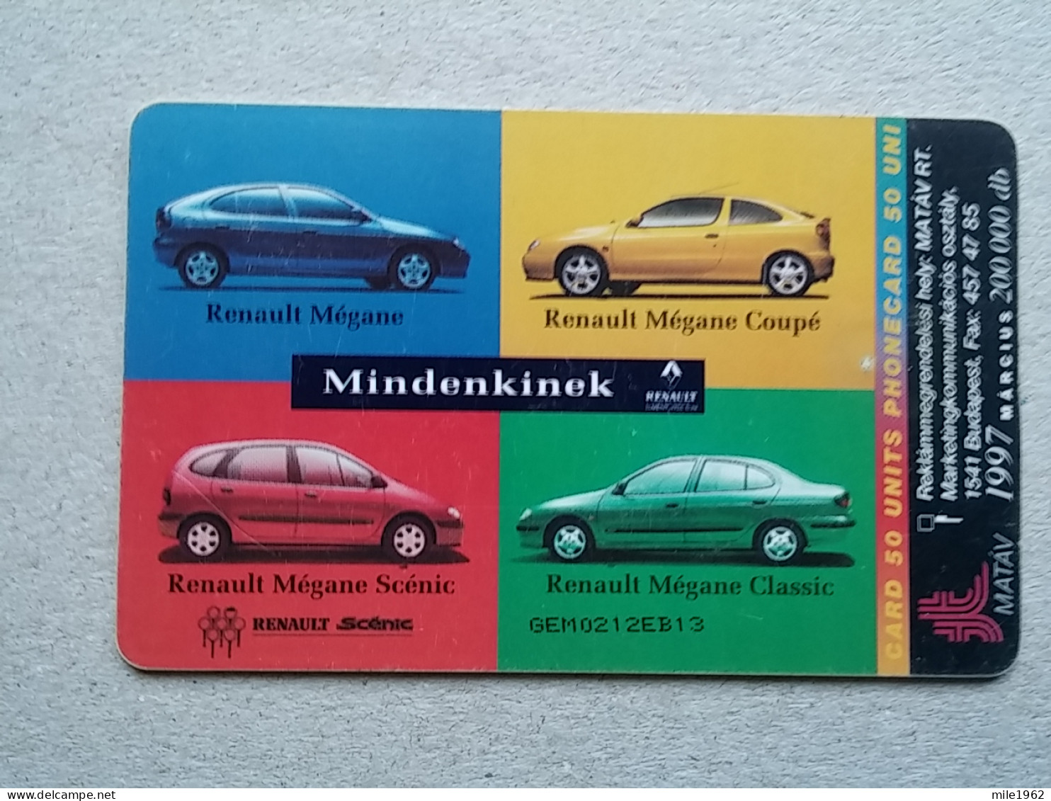 T-580 - Hungary, Telecard, Télécarte, Phonecard, Auto Renault Megane, Reno - Hongarije