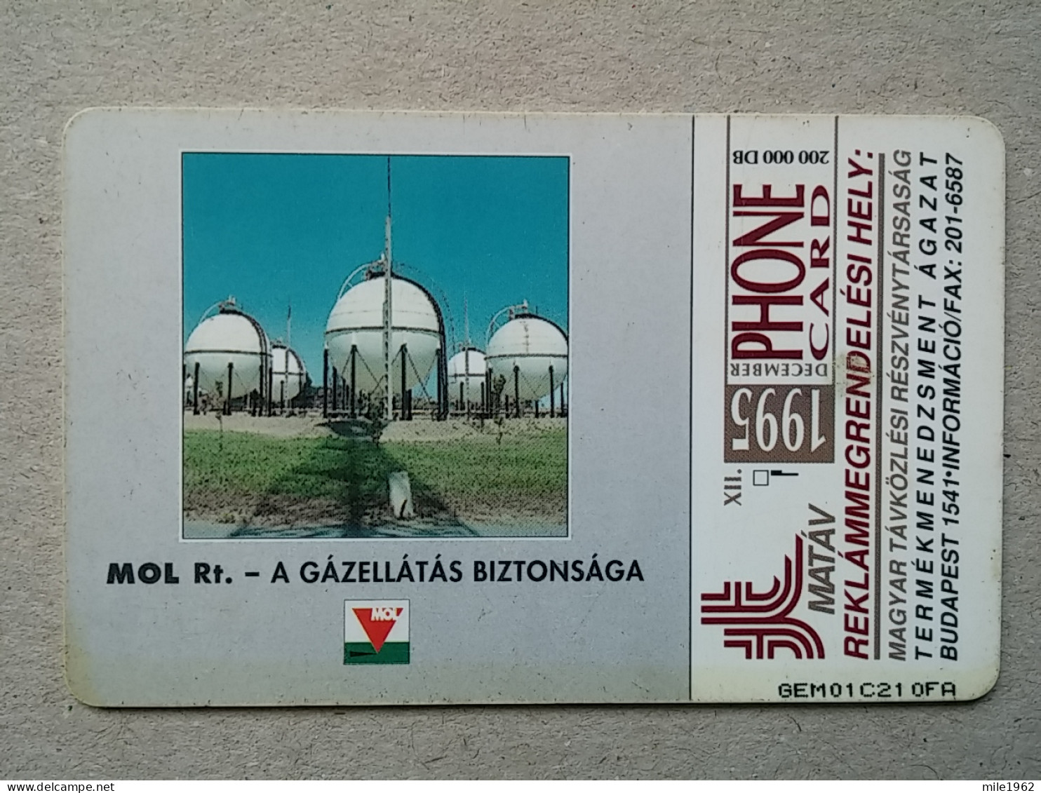 T-580 - Hungary, Telecard, Télécarte, Phonecard, Mol Petrol Pump - Ungarn