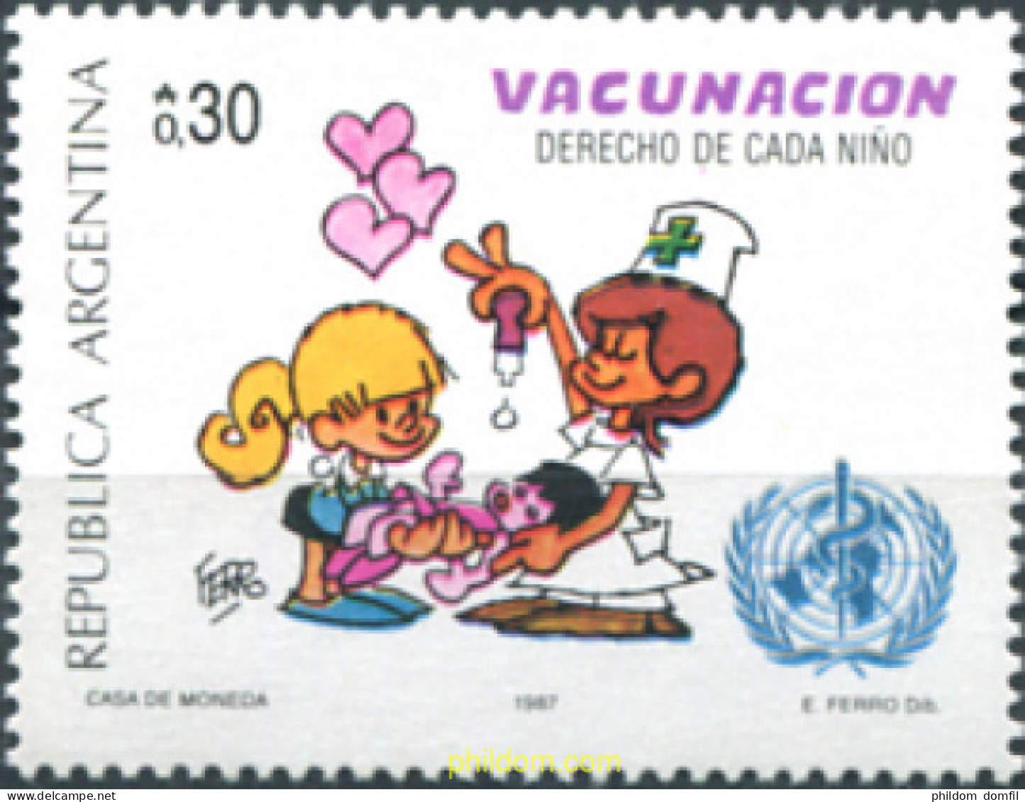 283679 MNH ARGENTINA 1987 VACUNACION INFANTIL - Ungebraucht