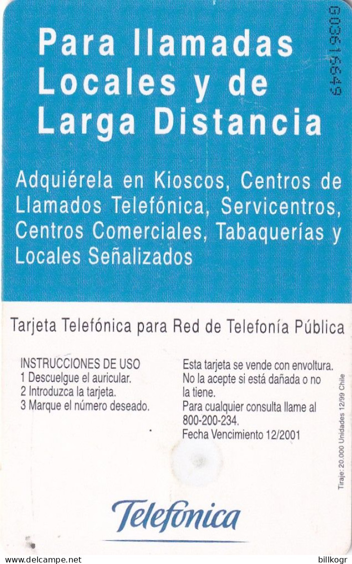 CHILE - Araucarias Gemelas/Parque Conguillio Temuco, Tirage %20000, 12/99, Used - Chili