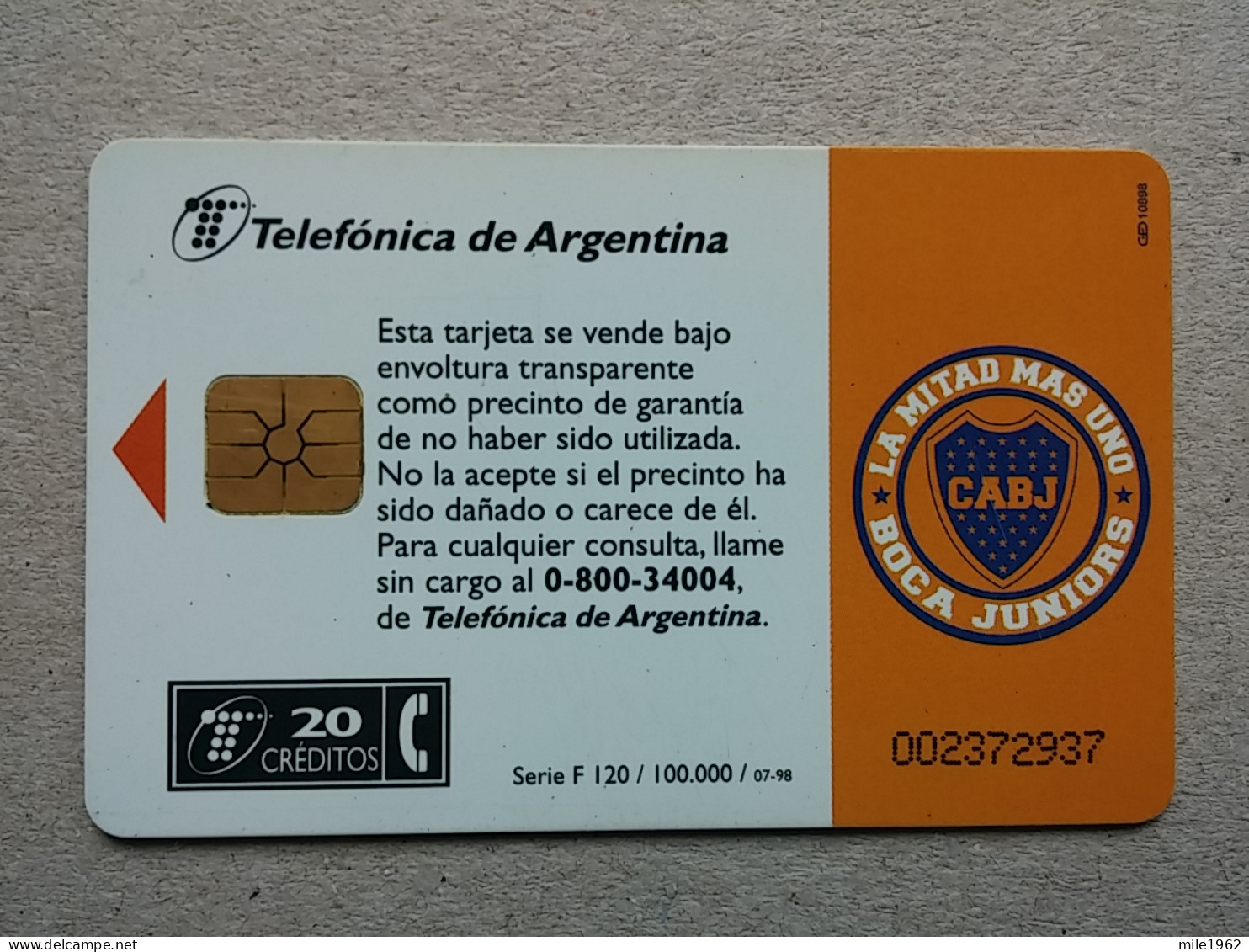 T-588 - ARGENTINA, Telecard, Télécarte, Phonecard,  - Boca Juniors Football Club - Argentinien