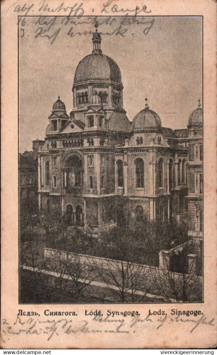 ! 1915 Feldpost Ansichtskarte Aus Lodz , Synagoge, Synagogue, Polen - Pologne