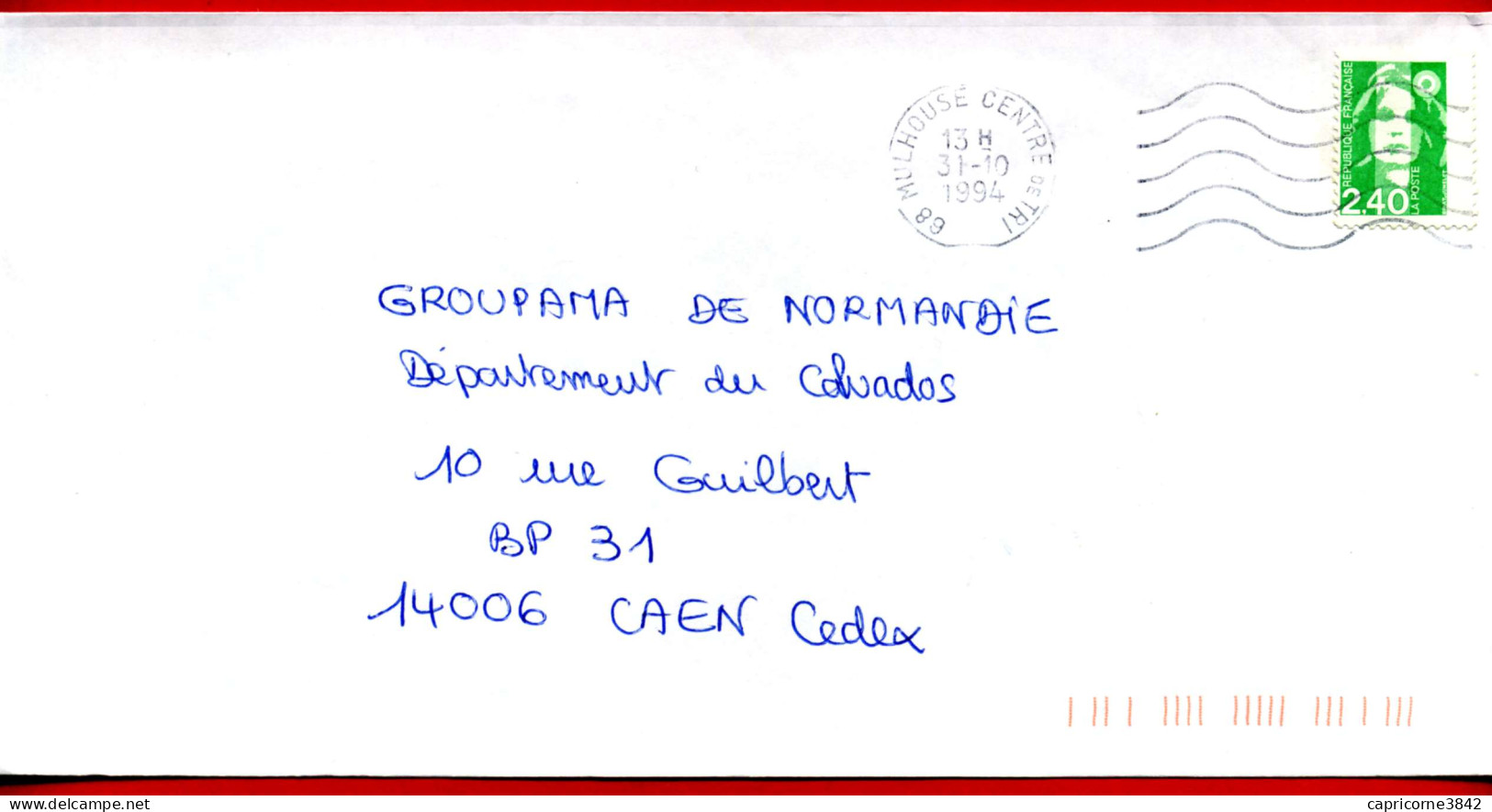 1991 - MARIANNE DE BRIAT N° 2820 Très Décalé à Gauche - Storia Postale