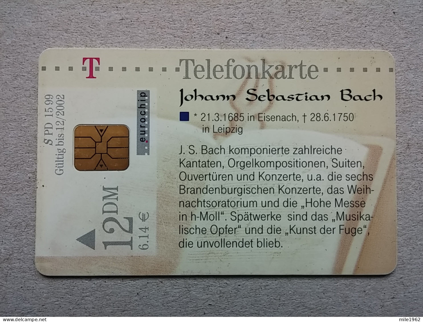 T-592 - GERMANY, Telecard, Télécarte, Phonecard, JOHANN SEBASTIAN BACH - Andere & Zonder Classificatie