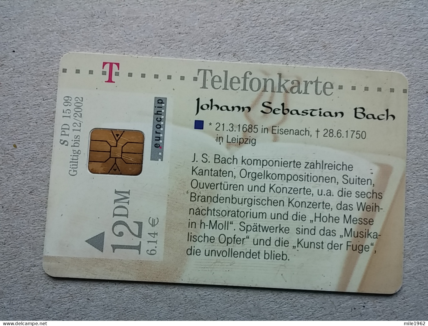 T-594 - GERMANY, Telecard, Télécarte, Phonecard, JOHANN SEBASTIAN BACH - Andere & Zonder Classificatie