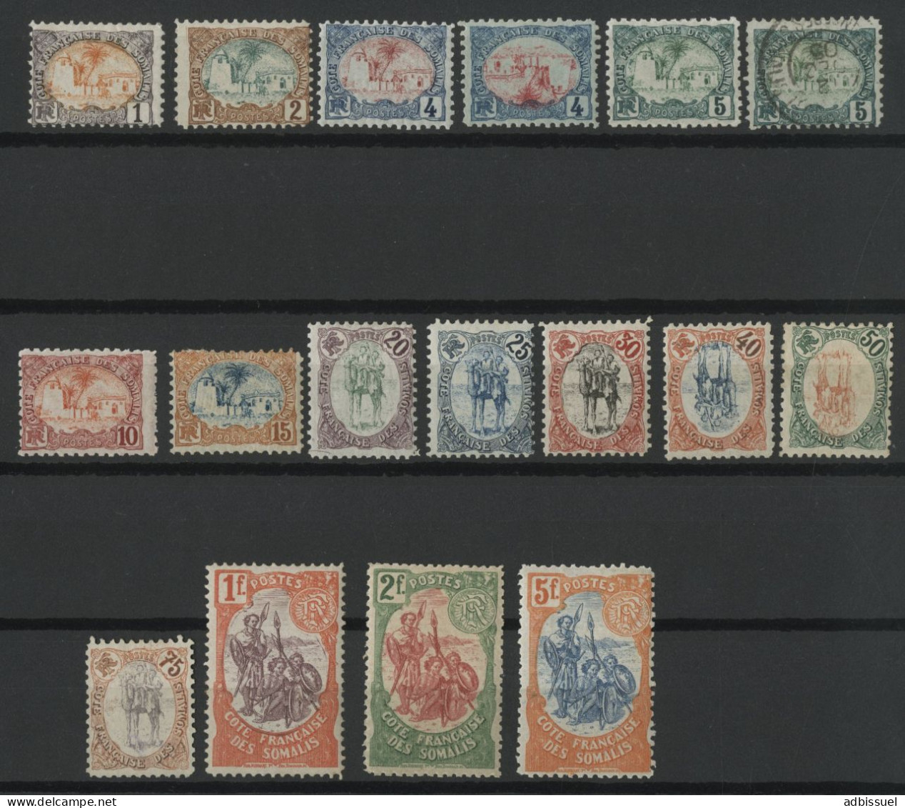 COTE DES SOMALIS N° 37 à 52 Neufs * (MH) Dont Variétés 39a Et 47a Centres Renversés Cote 504 € - Unused Stamps