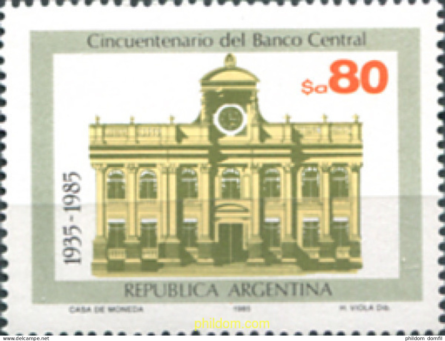 283643 MNH ARGENTINA 1985 50 ANIVERSARIO DEL BANCO CENTRAL - Ongebruikt