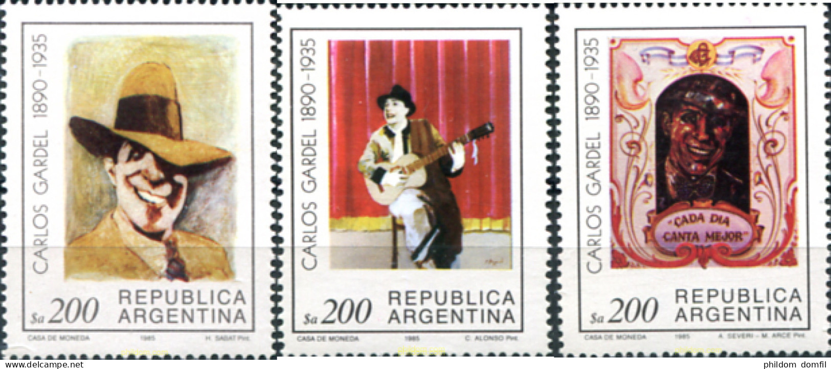 283642 MNH ARGENTINA 1985 50 ANIVERSARIO DE LA MUERTE DE CARLOS GARDEL - Neufs