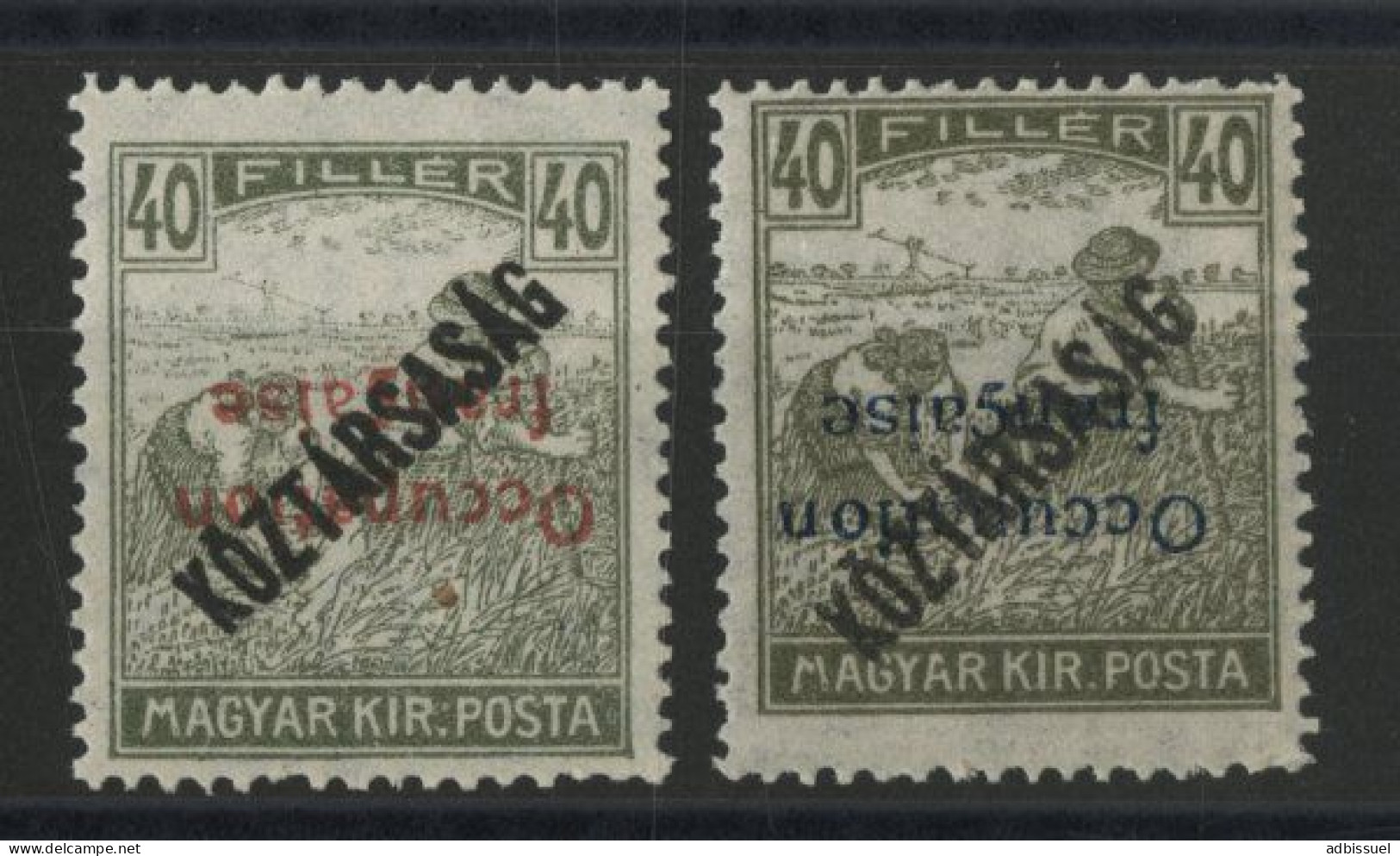 HONGRIE ARAD N° 34a + 34b Cote 130 € Neufs ** (MNH) 2 VARIETES Surcharges Renversées Bleue Et Rouge TB - Unused Stamps