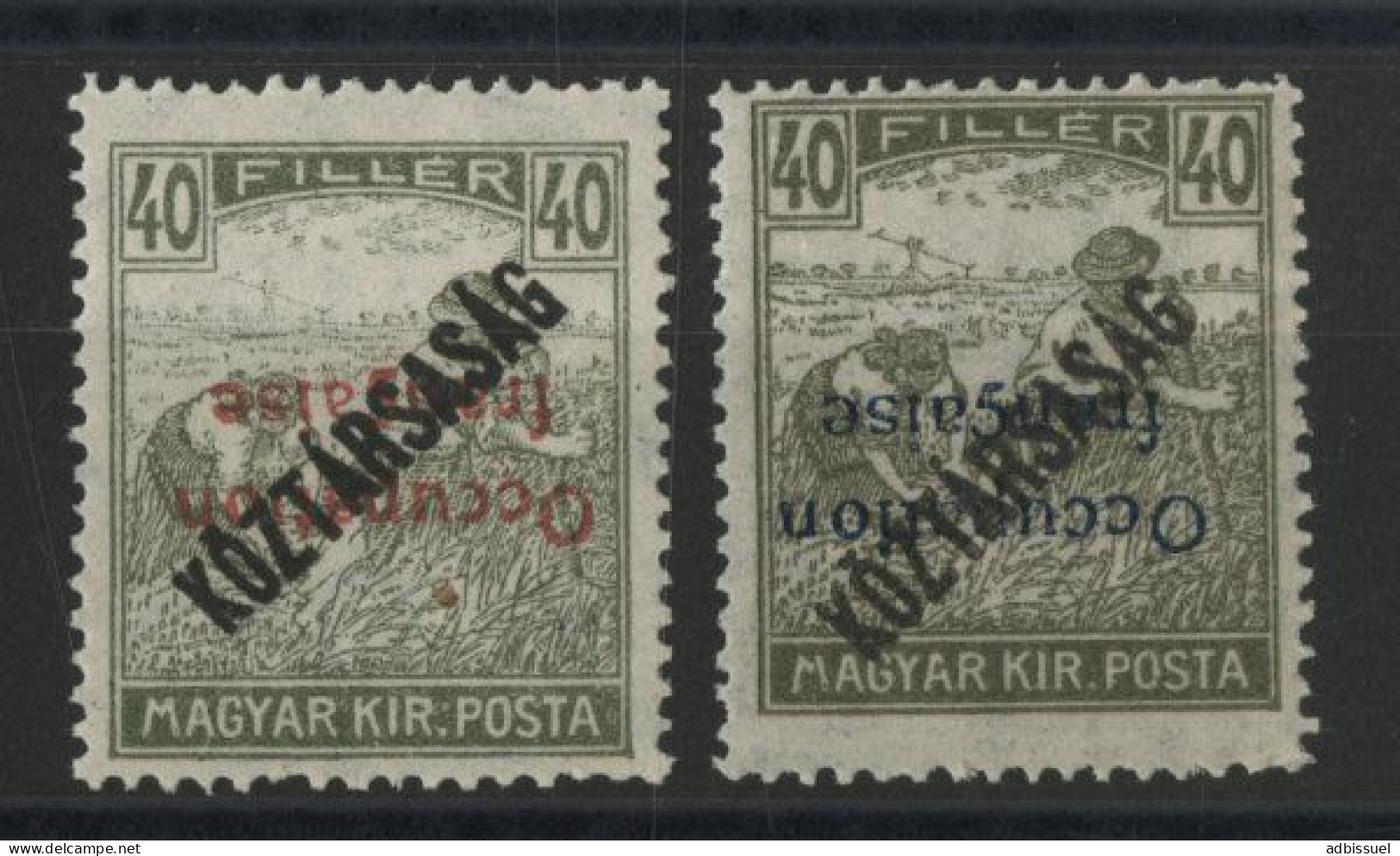 HONGRIE ARAD N° 34a + 34b Cote 130 € Neufs ** (MNH) 2 VARIETES Surcharges Renversées Bleue Et Rouge TB - Neufs