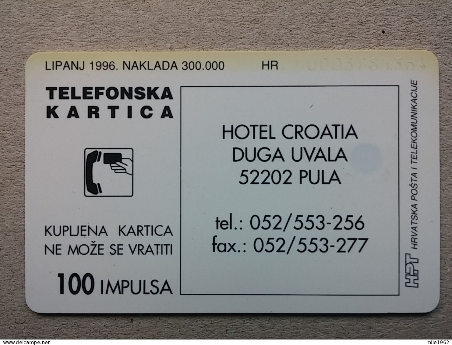 T-598 - CROATIA, Telecard, Télécarte, Phonecard,  - Croatie