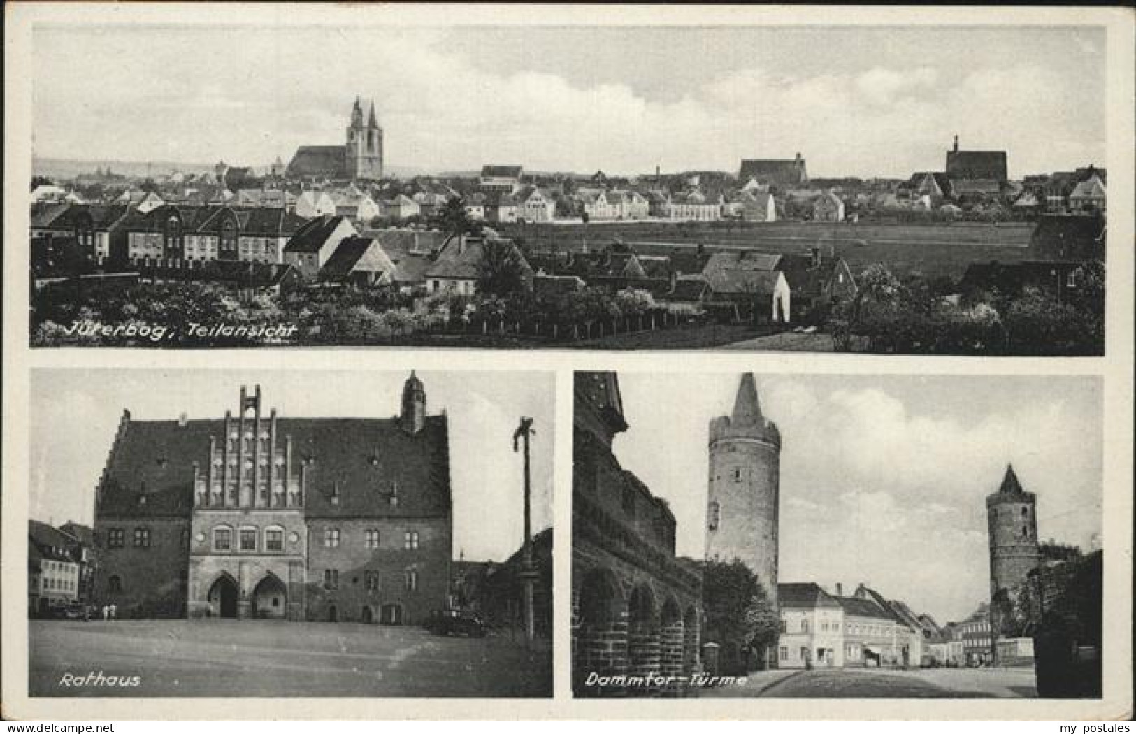 41379713 Jueterbog Teilansicht Rathaus Dammtor Tuerme Feldpost Jueterbog NZ4 - Jüterbog