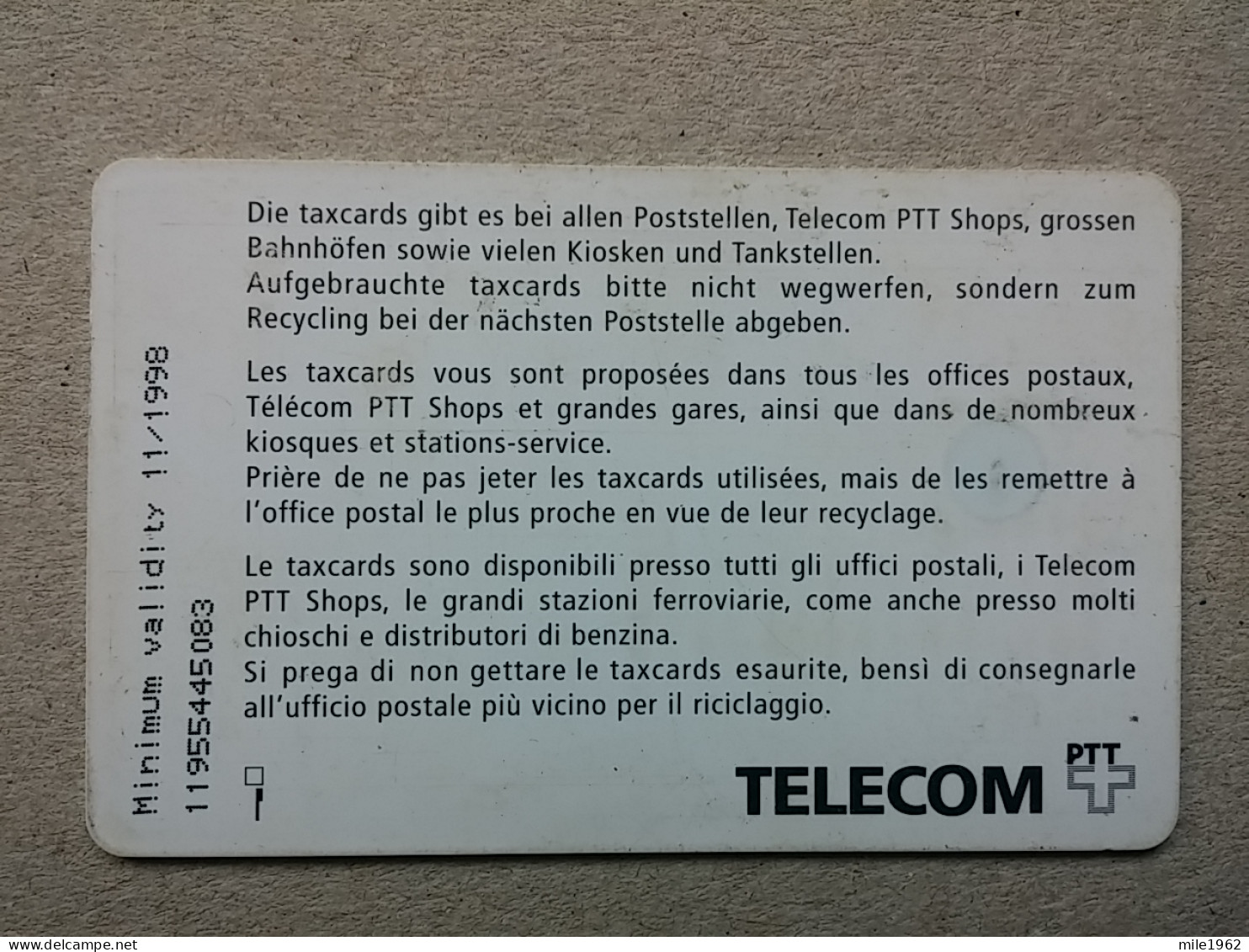 T-598 - SWITZERLAND, Telecard, Télécarte, Phonecard,  - Schweiz