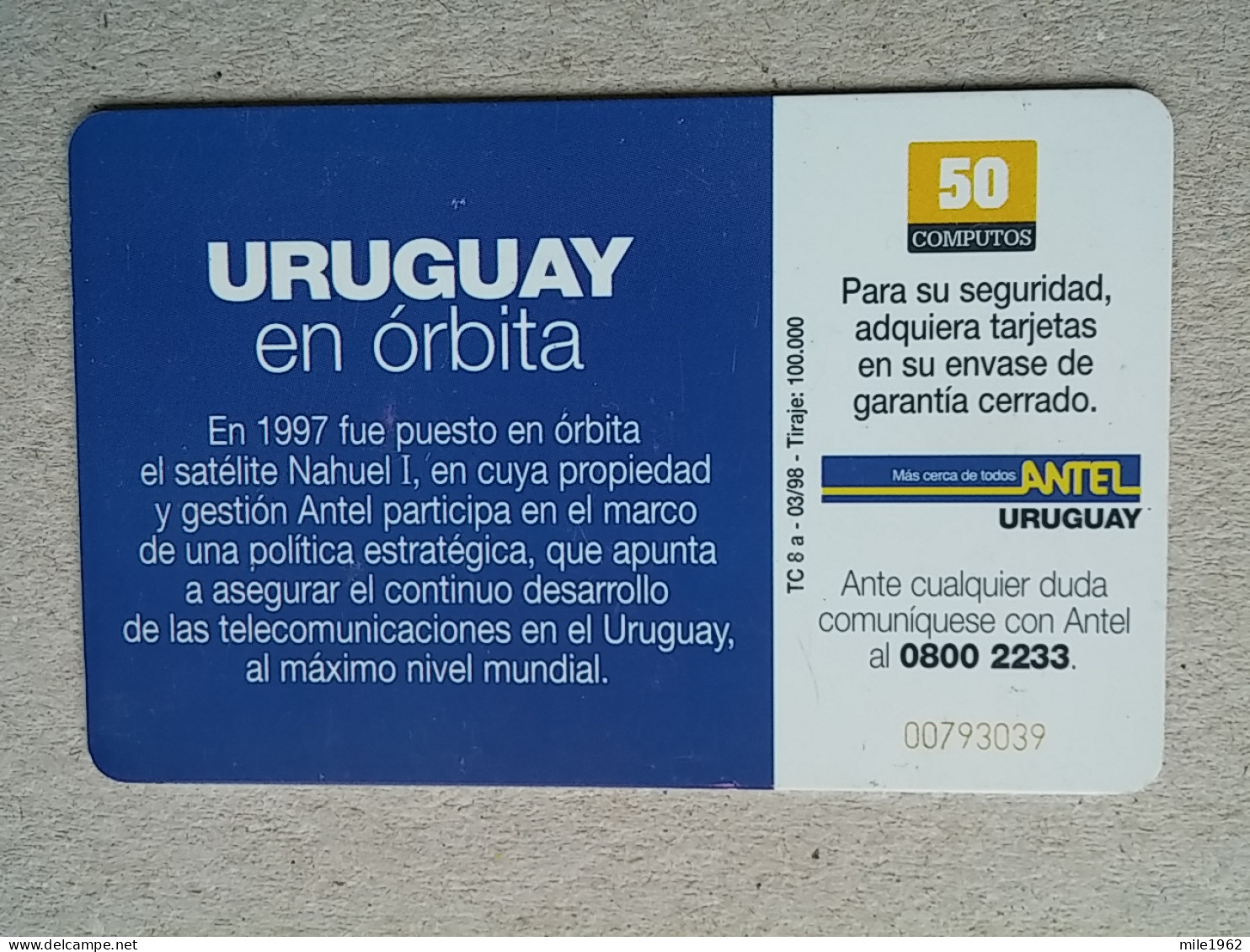 T-599 - URUGUAY, Telecard, Télécarte, Phonecard, - Uruguay