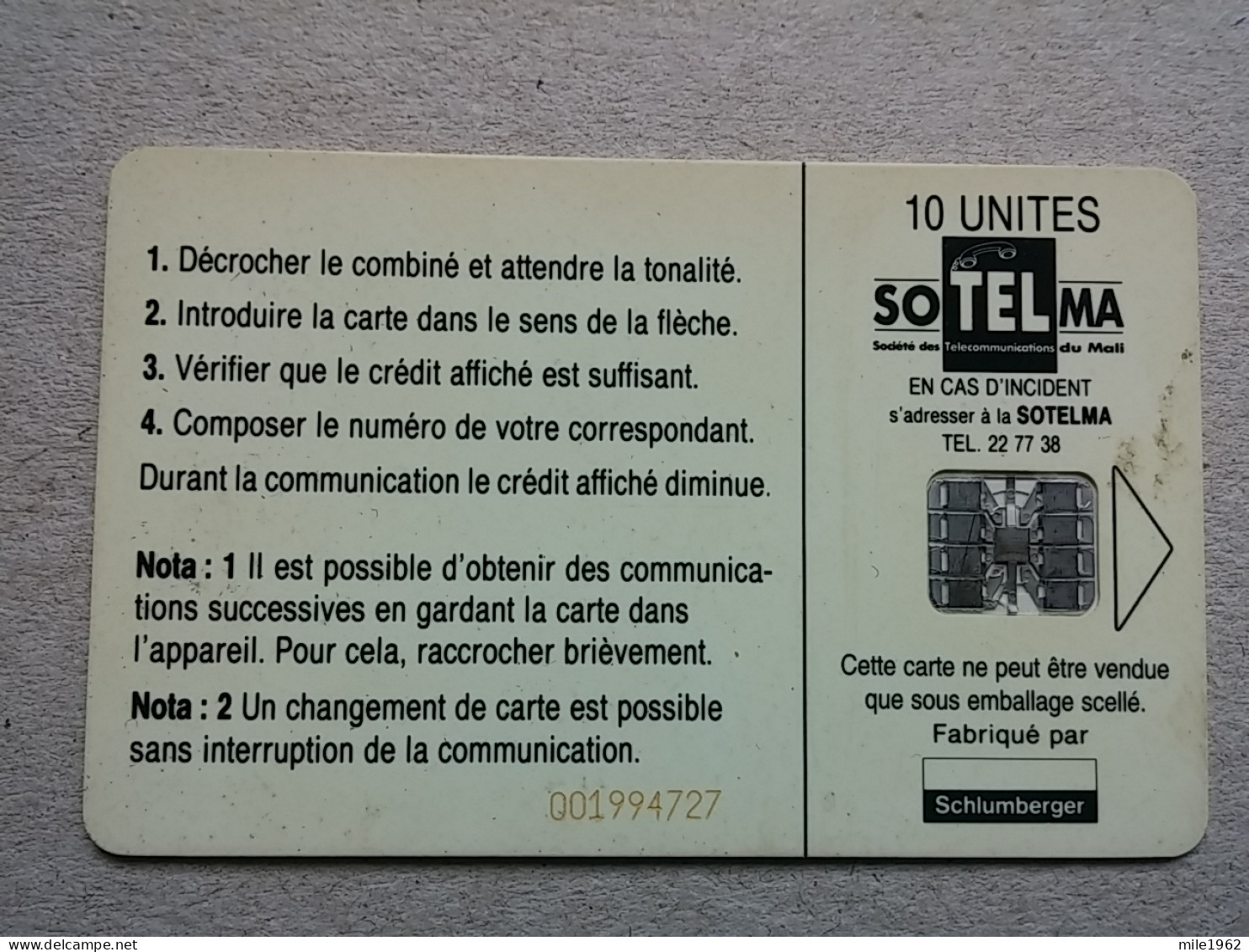 T-600 - MALI, Telecard, Télécarte, Phonecard,  - Mali