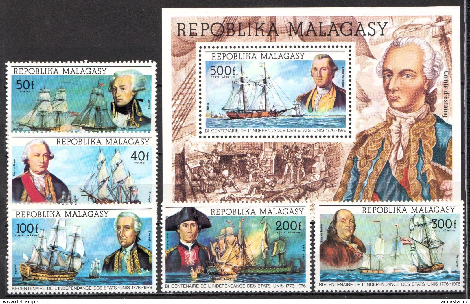 Madagascar MNH Set And SS - Unabhängigkeit USA