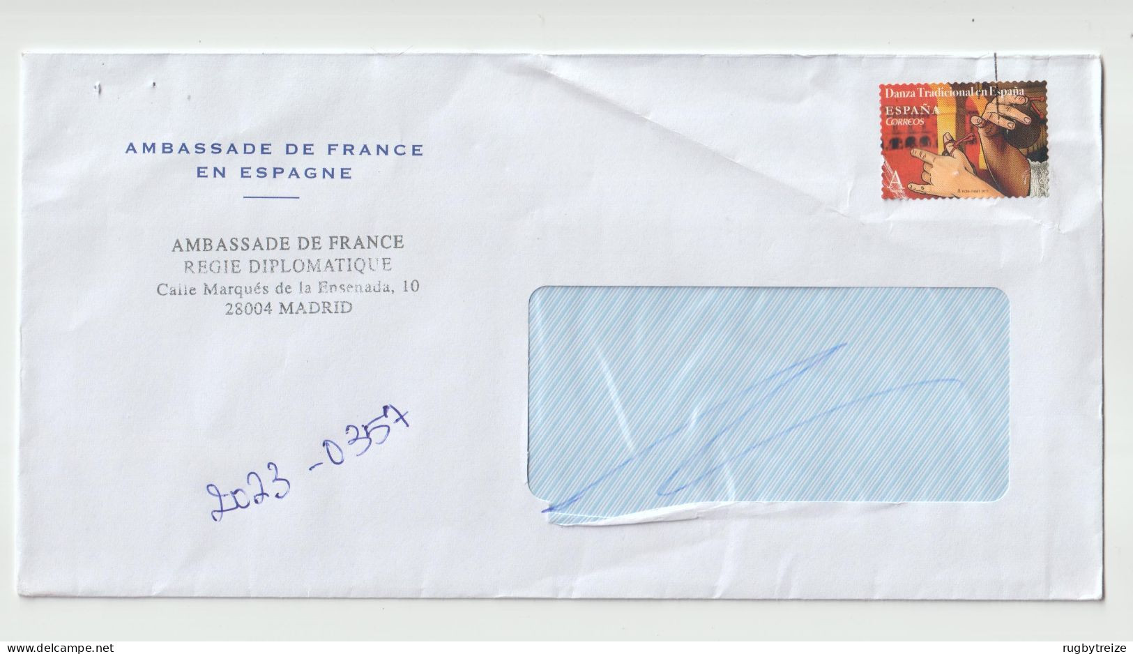 7460 Lettre Cover 2023 Ambassade ESPAGNE ESPANA Npai Pnd Return To Sender - Lettres & Documents