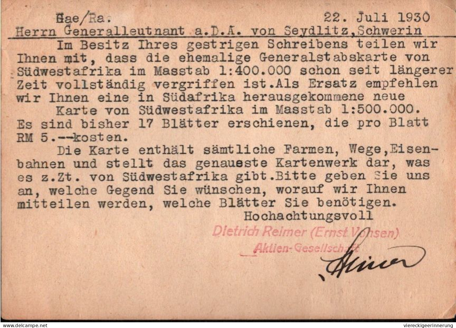 ! Deutsches Reich 1930 Postkarte Aus Berlin Nach Schwerin Zippendorf An Generalleutnant Alexander Von Seydlitz-Kurzbach - Brieven En Documenten
