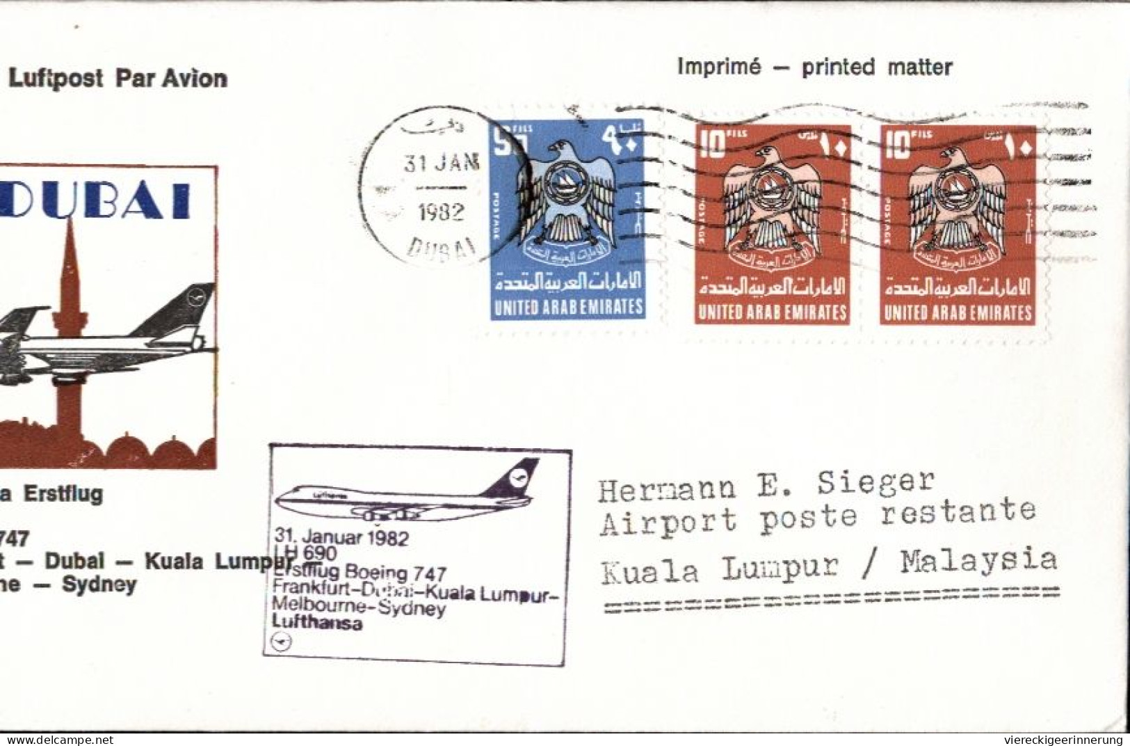 ! Lot Of 12 Airmail Printed Matters, 1981-1988, Luftpostbelege, Dubai, Trucial States, Vereinigte Arabische Emirate - Dubai