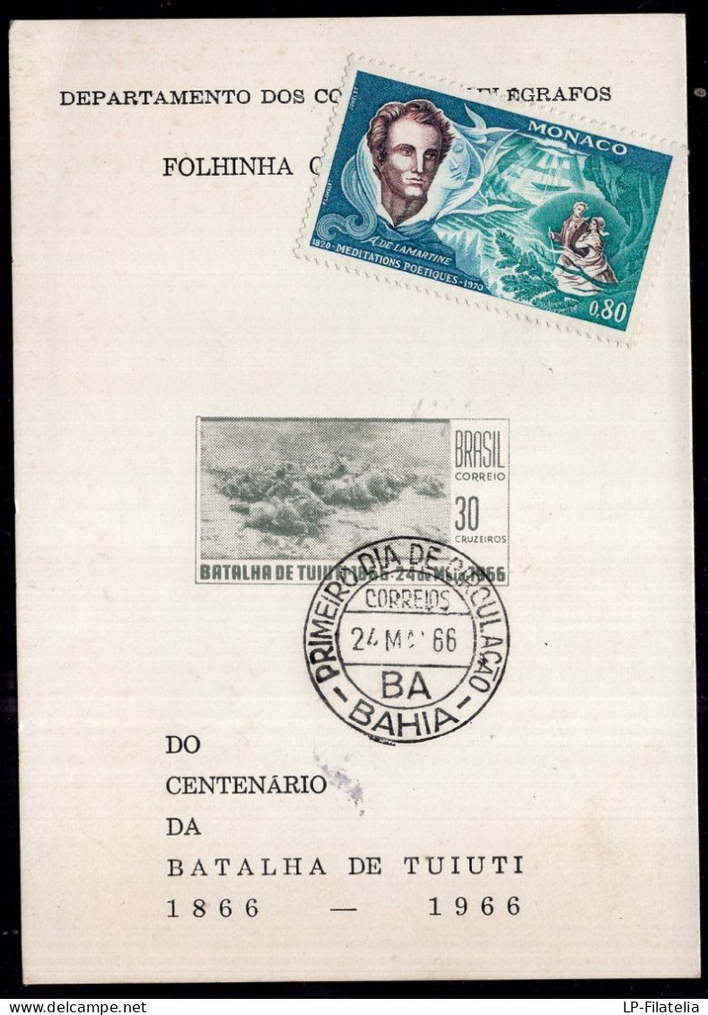 Brasil - 1966 - Volante FDC - Do Centenario Da Batalha De Tuiuti - Usati