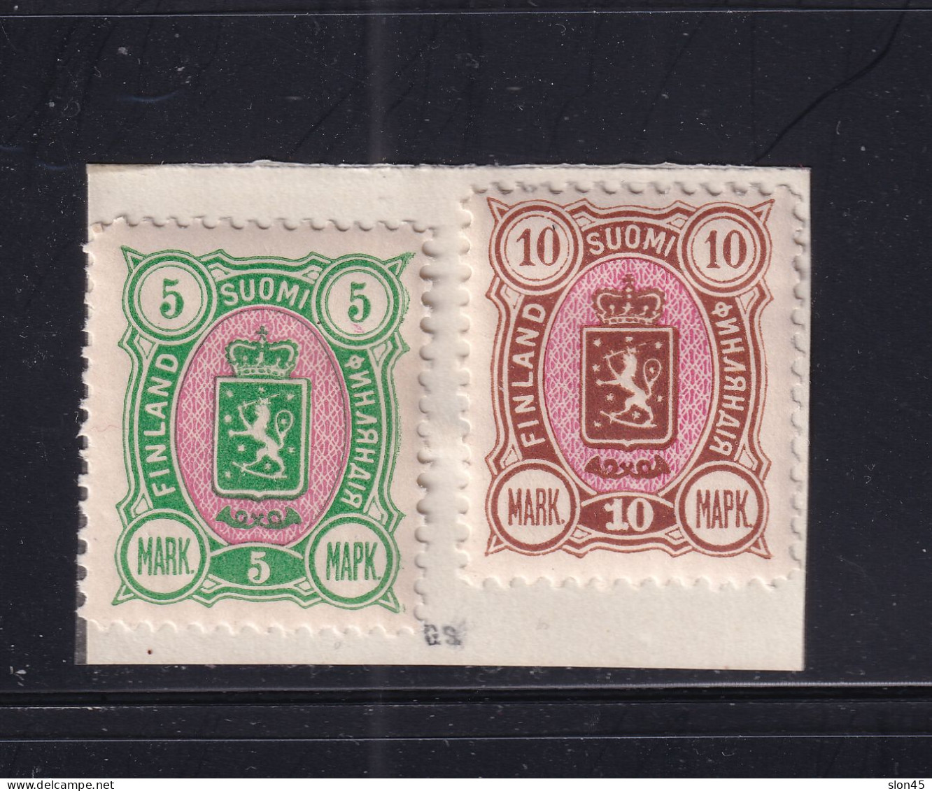 Finland 1889-2 5/10m High Value Signed Sc 44-5 MH 15855 - Unused Stamps