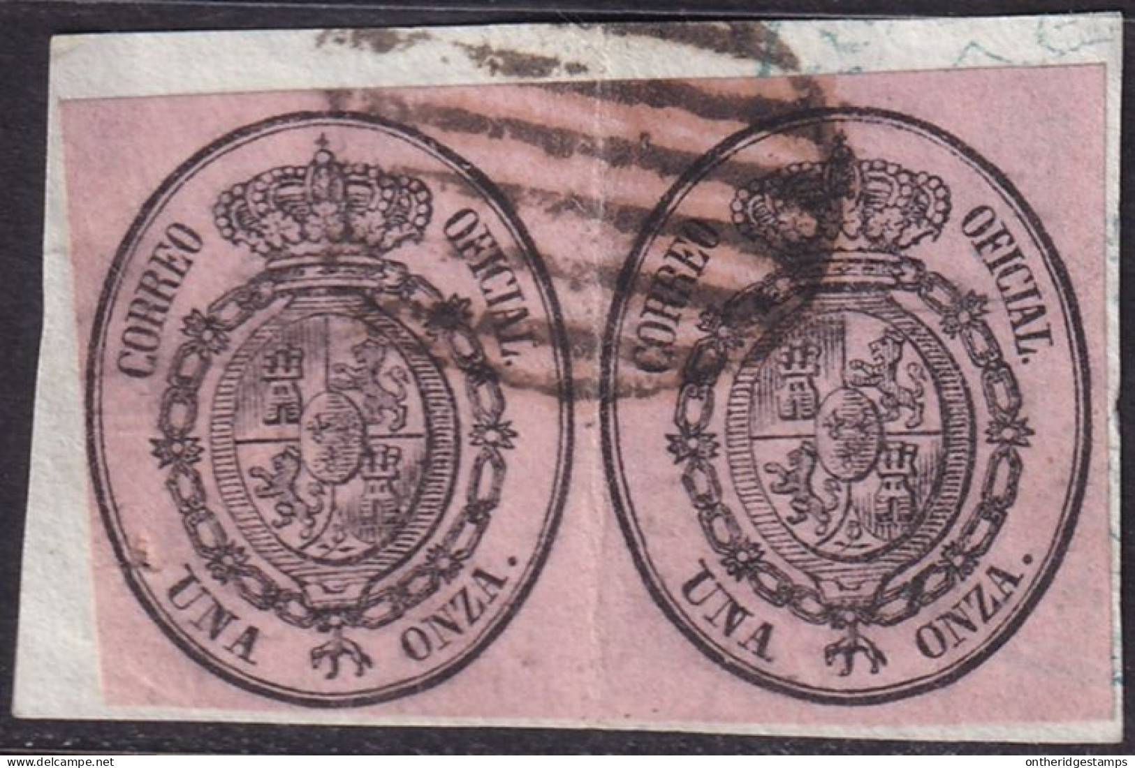 Spain 1855 Sc O6 España Ed 36 Official Pair Used On Piece Grill (parrilla) Cancel - Officials