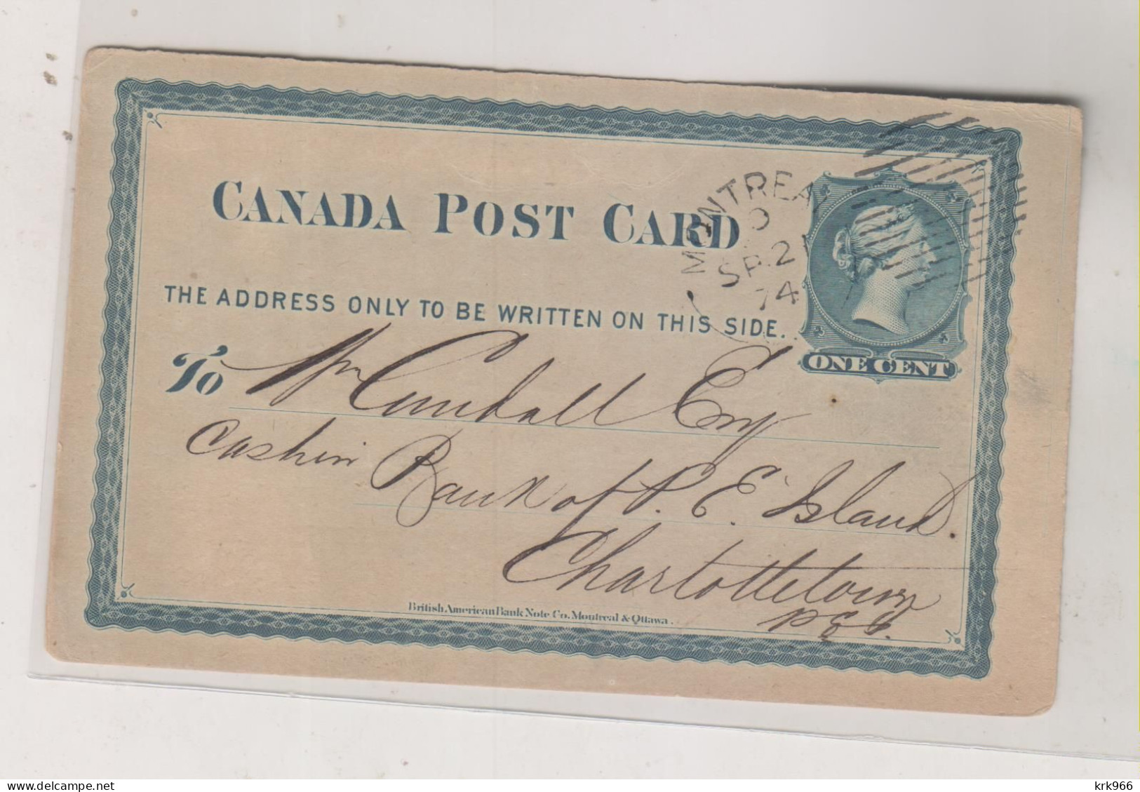 CANADA 1874 MONTREAL   Nice Postal Stationery - 1860-1899 Règne De Victoria