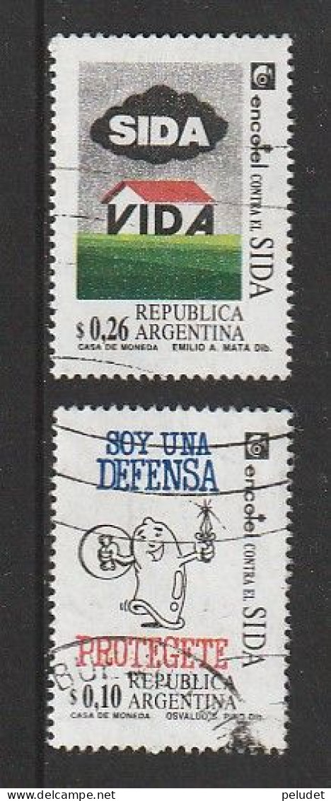 Argentina 1992 Fight Against AIDS 2 V. Used Mi 2161-2, Sn 1786-7, Yt 1811-2, Sg 2329-0, Göt 2631-2, Gz 2138-9 - Usados