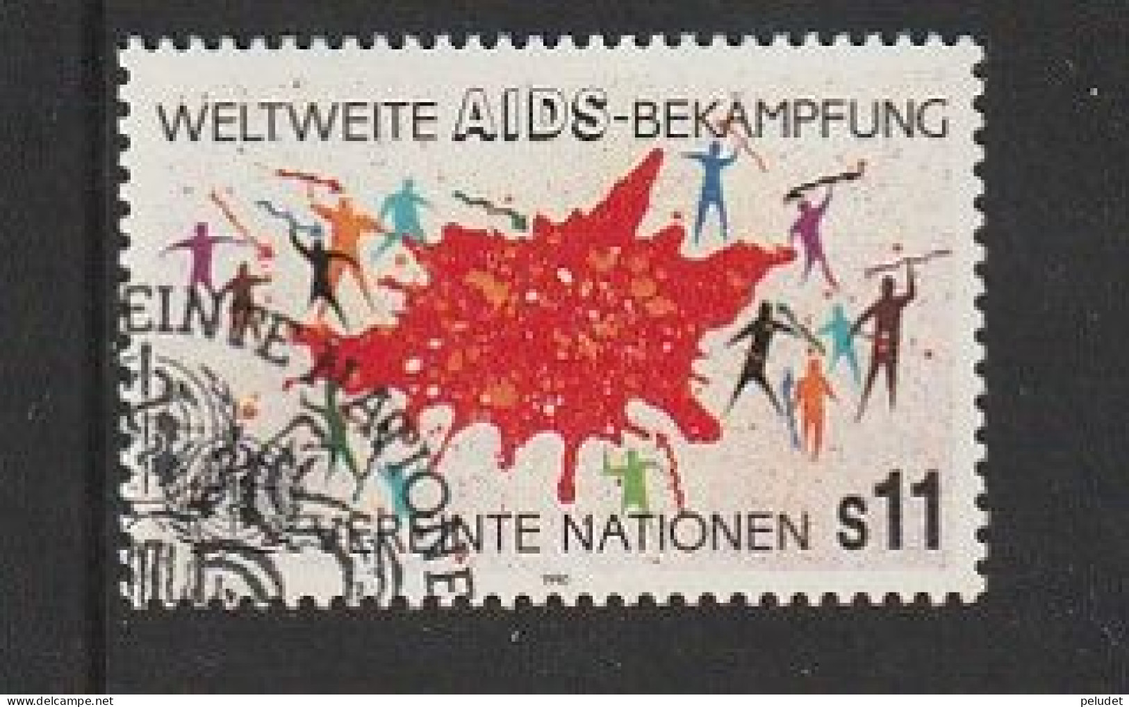 United Nations N.Y. 1990 Fighting Aids Used Mi 101, Sn 100, Yt 105, Sg 99, Un 101 - Gebruikt