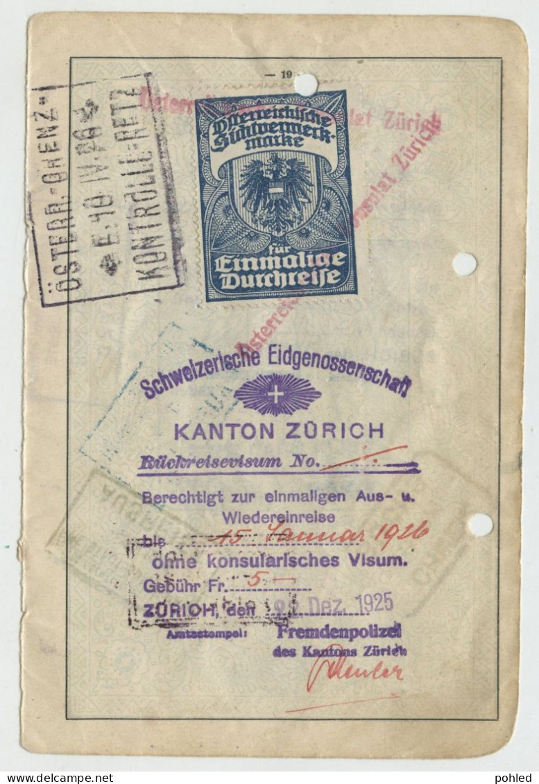 01050*AUSTRIA*ÖSTEREREICH*ÖSTERREICHISCHE SICHTVERMERCK-MARKE*DOKUMENT*CONSULAR STAMP*1924 - Fiscale Zegels