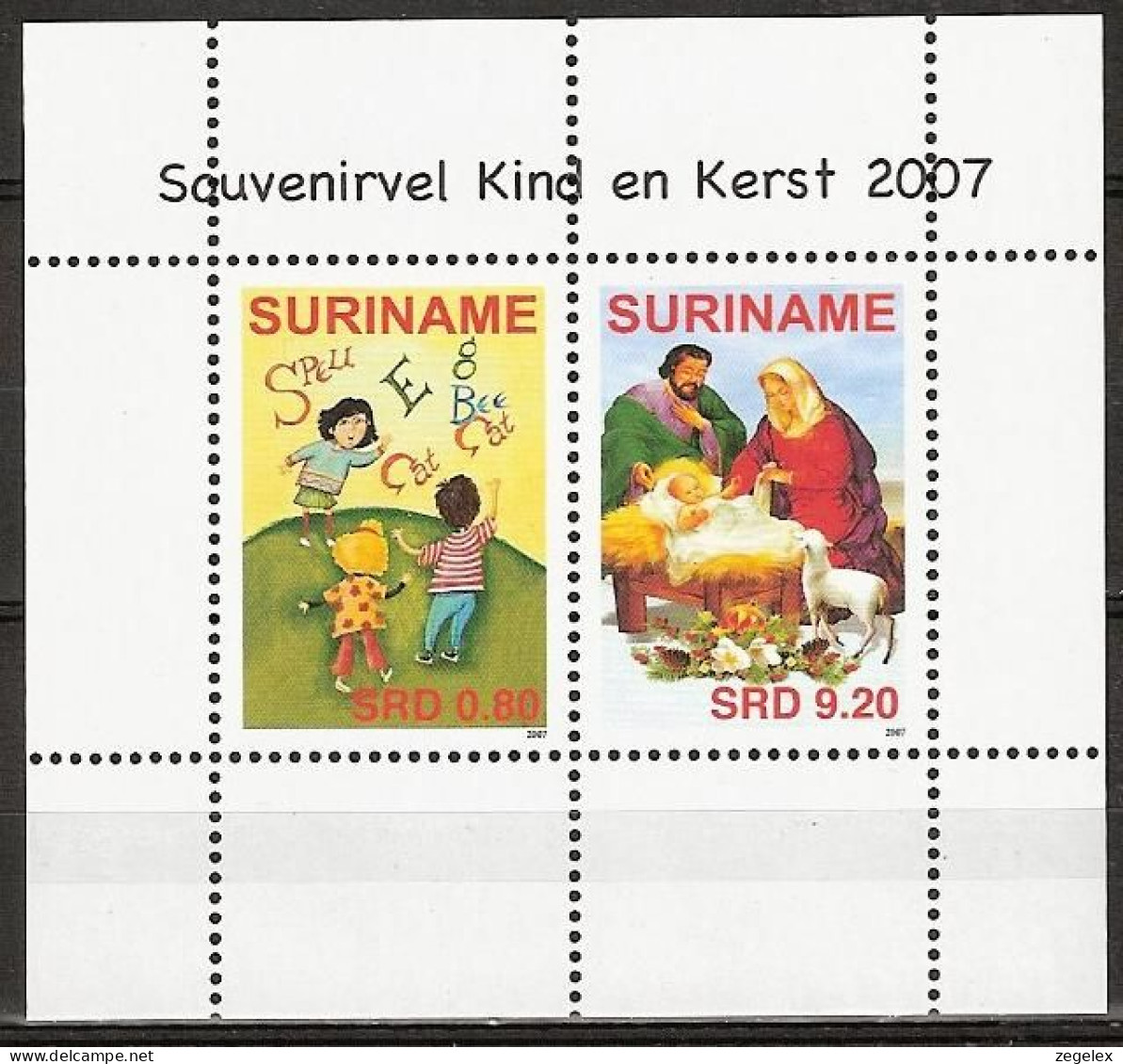 Suriname 2007  Kind En Kerst 2007. Christmas, Noel Block MNH/**/Postfris  - Suriname