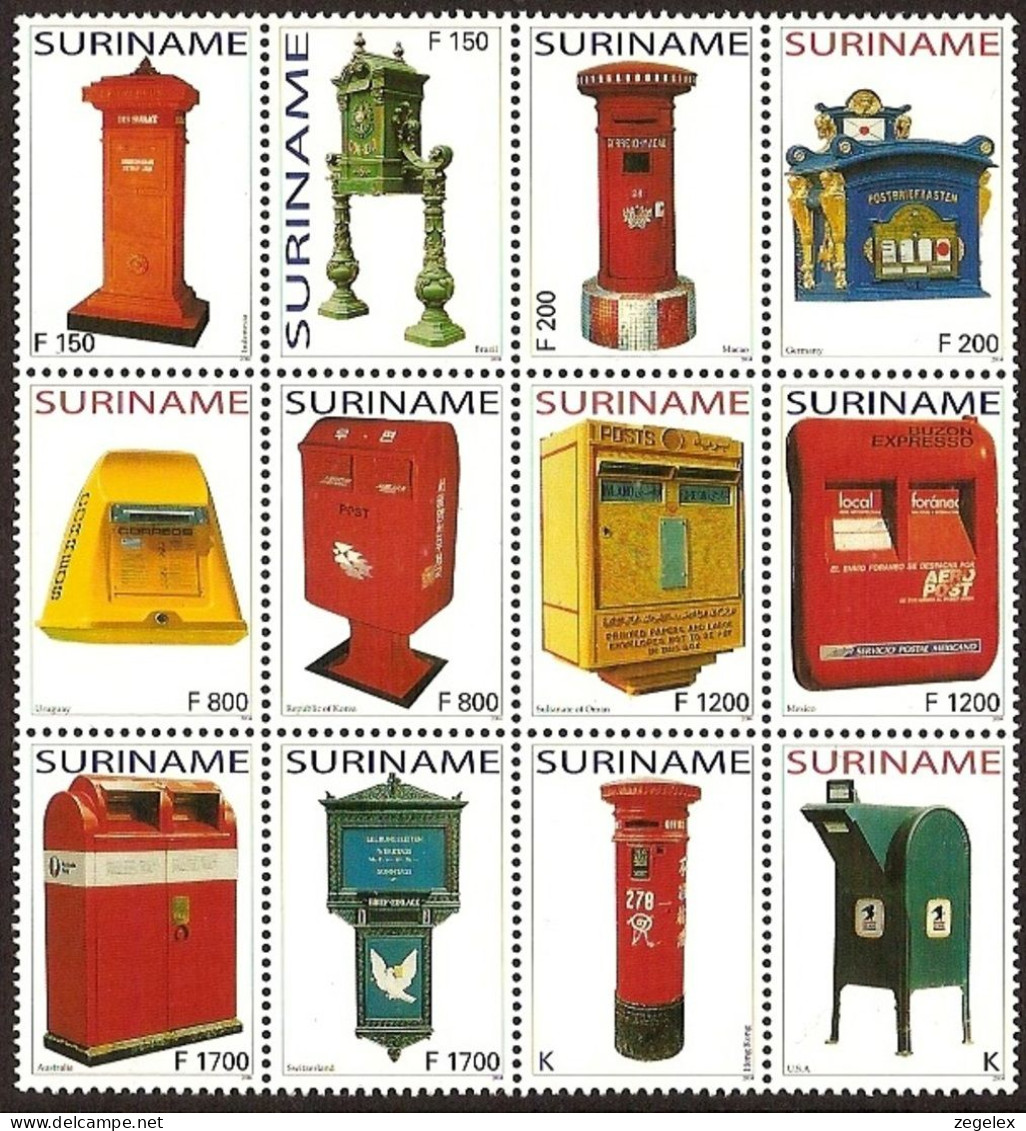 Suriname 2004 Postbussen, Brievenbussen, Letterboxes Mailboxes MNH/**/Postfris, ZBL 1253/1264 - Suriname