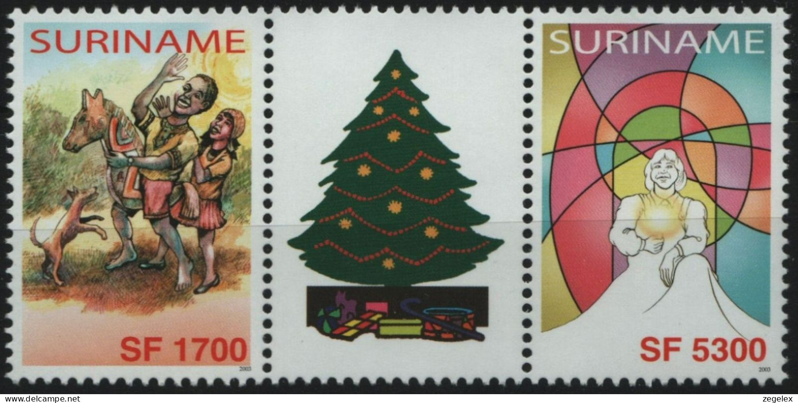 Suriname 2003 Kind, Kerst, Noël, Christmas Brugpaar Block MNH/**/Postfris ZBL 1219/1220 BP21 - Suriname