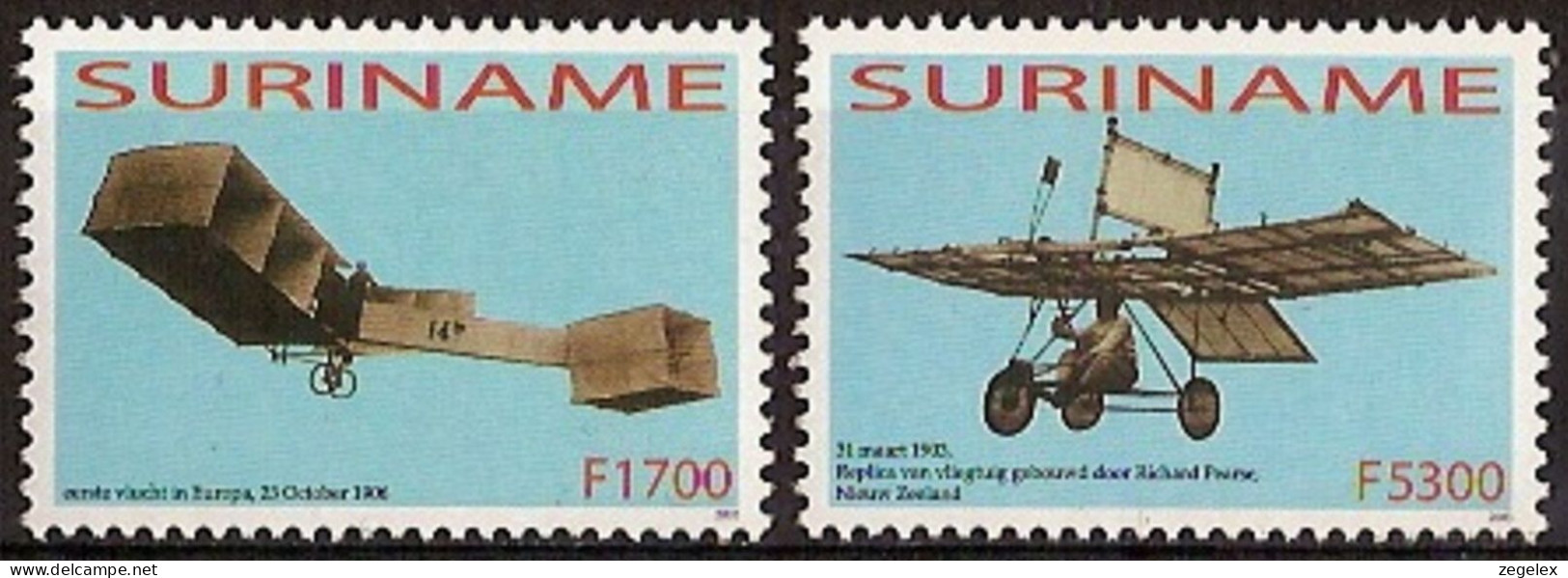 Suriname 2003 Luchtvaart, Aviation 100 Jaar MNH/**/Postfris ZBL 1224/1225 - Suriname