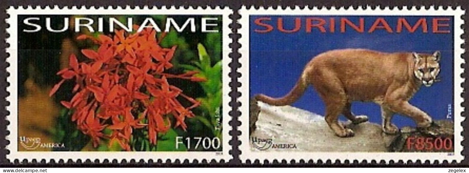 Suriname 2003 UPAEP Poema  MNH/**/Postfris Cat, Puma ZBL 1214/1215 - Suriname