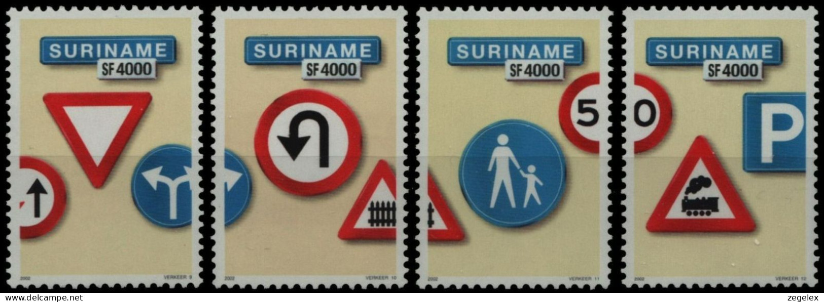 Suriname 2002 Verkeersborden - Traffic Signs MNH/**/Postfris ZBL1148/1149/1164/1172 - Suriname