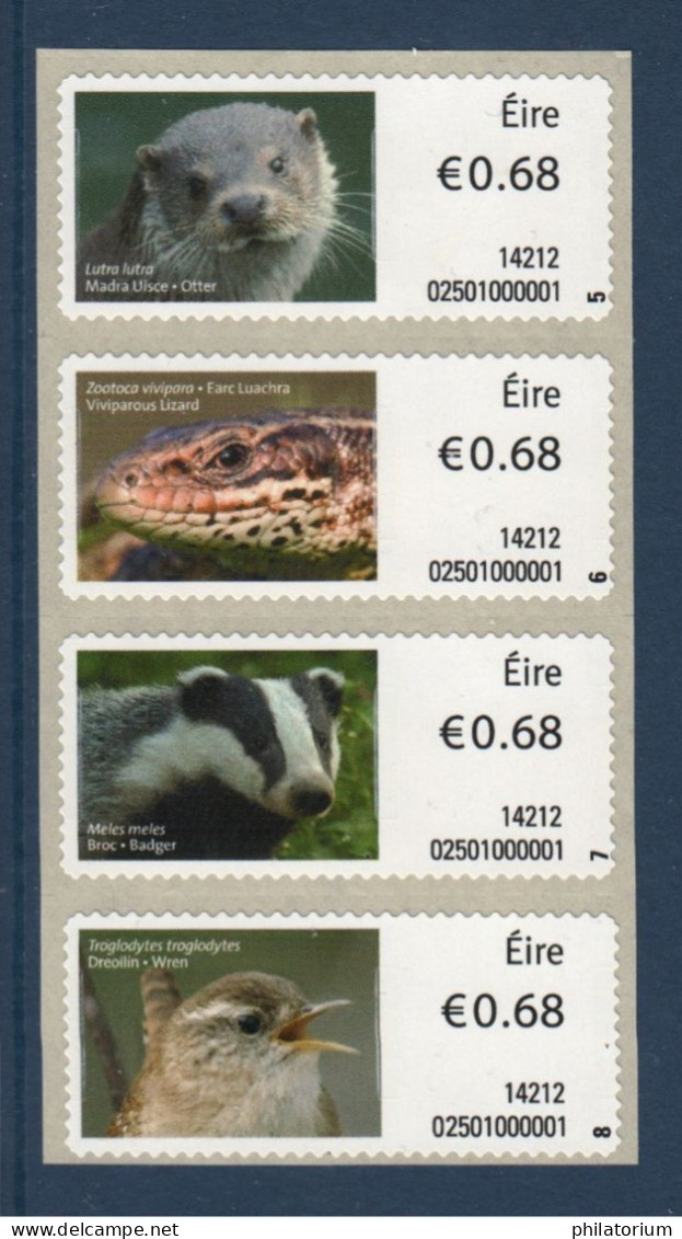 EIRE Ireland Irlande, **, Yv D 57, 38, 59, 60, Mi ATM 57 à 60, SG M 53a, Faune, - Vignettes D'affranchissement (Frama)