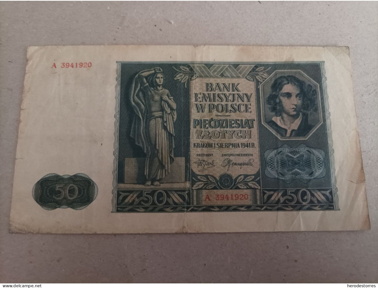 Billete De Polonia De 50 Zlotych, Año 1941, Serie A - Pologne