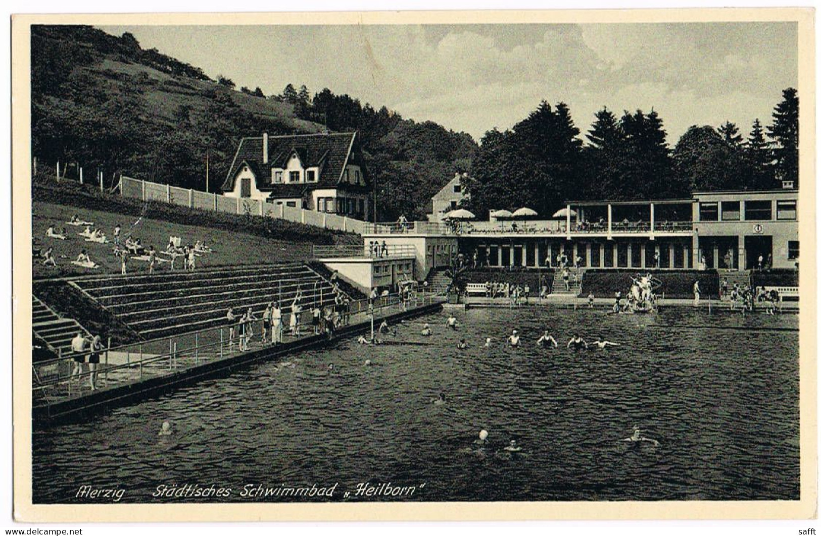 AK Merzig/Saarland, Städtisches Schwimmbad Heilborn Um 1930 - Kreis Merzig-Wadern