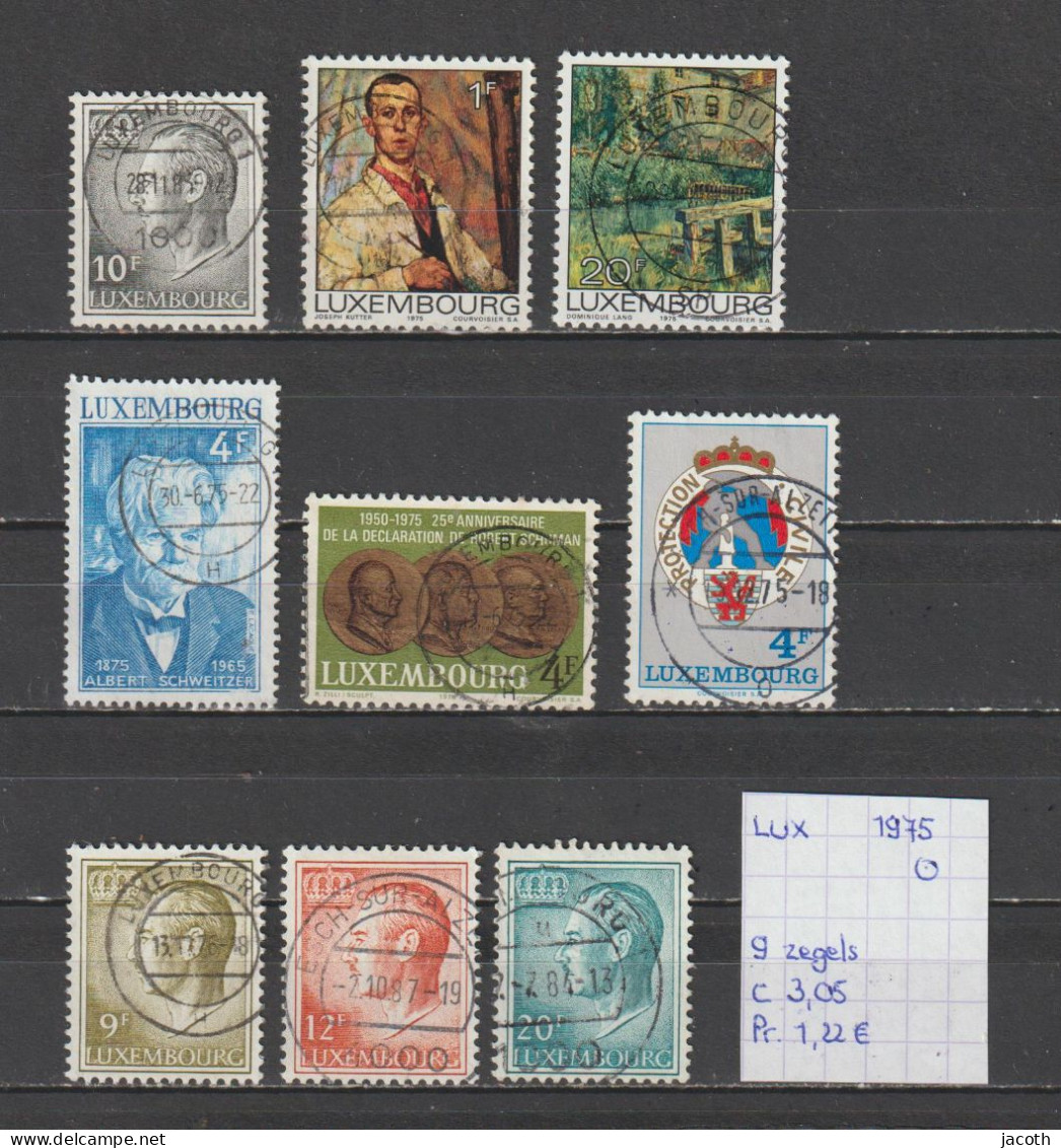 (TJ) Luxembourg 1975 - 9 Zegels (gest./obl./used) - Usados