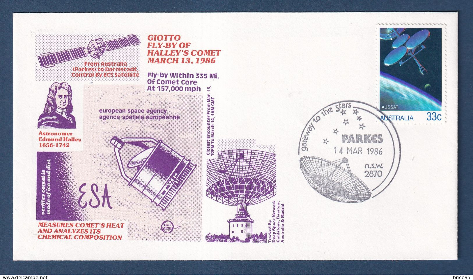 Australie - Lettre - Lancement Ariane - Mission Giotto - Rencontre Avec La Comète De Halley - 1986 - Océanie