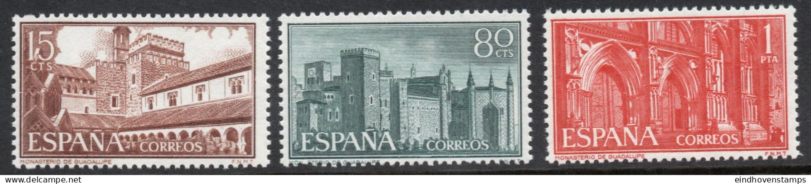 Spain 1959 Guadalupe, Fransiscan Cloister 3 Values MNH - Abdijen En Kloosters