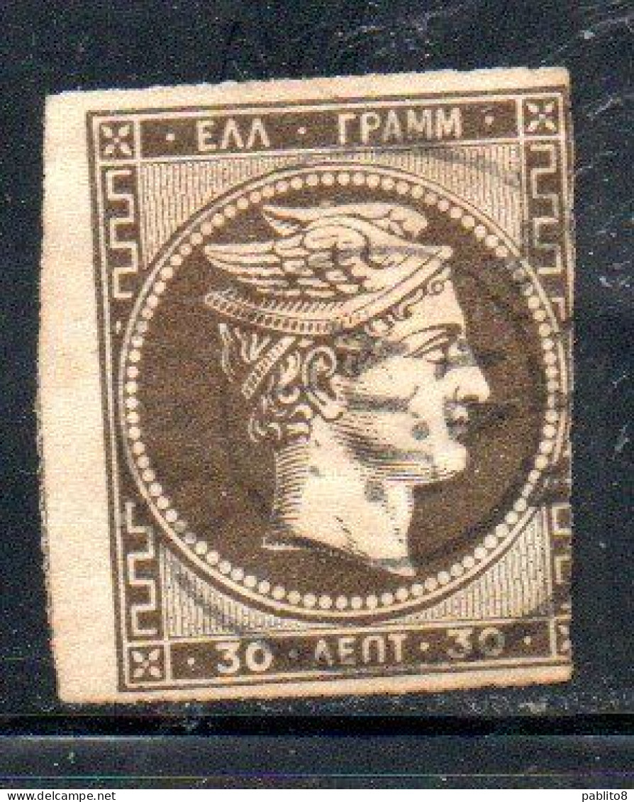 GREECE GRECIA HELLAS 1876 HERMES MERCURY MERCURIO LEPTA 30l USED USATO OBLITERE' - Usados