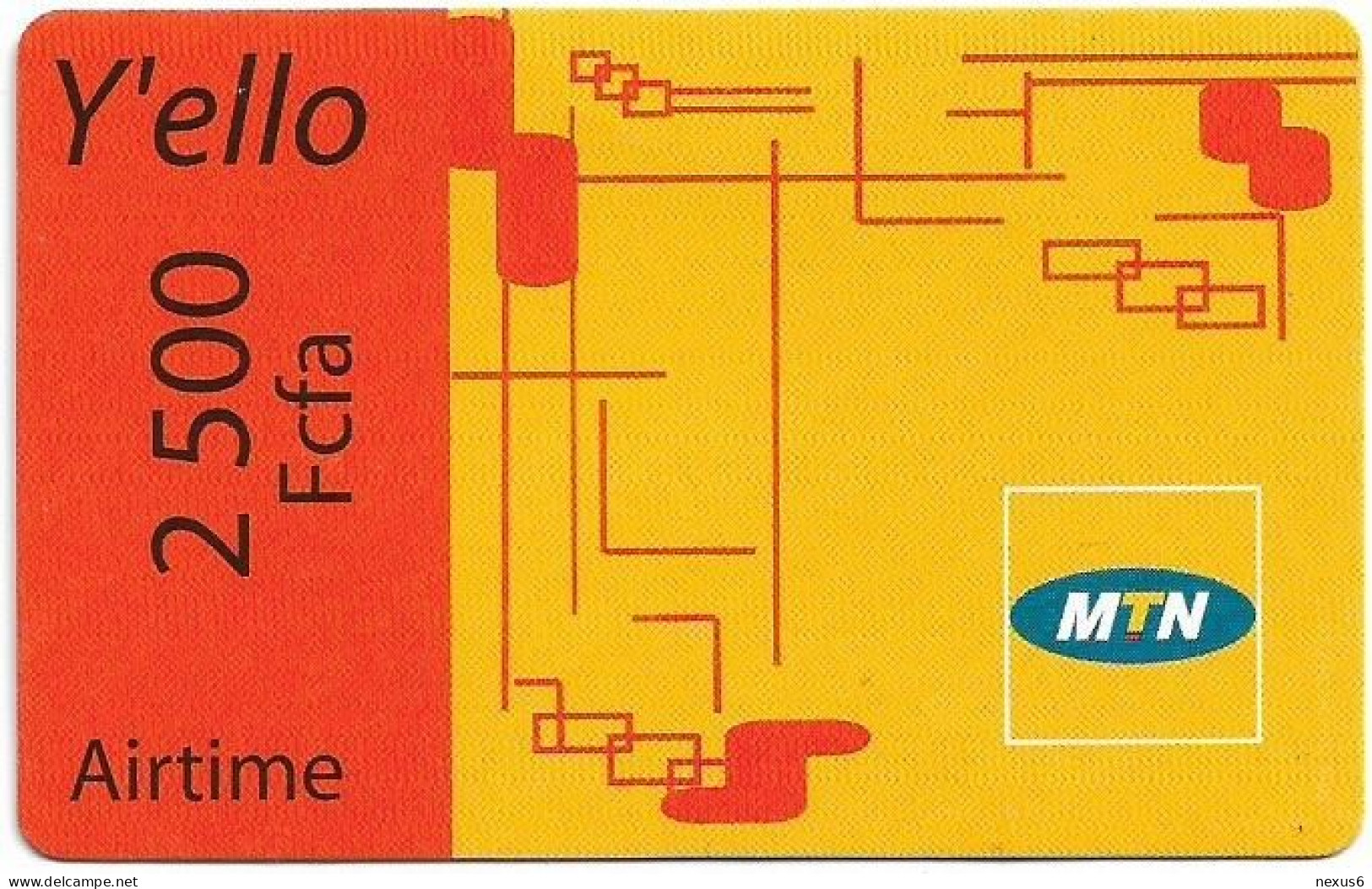 Cameroon - MTN - Airtime Y'ello, GSM Refill 2.500FCFA, Used - Camerun