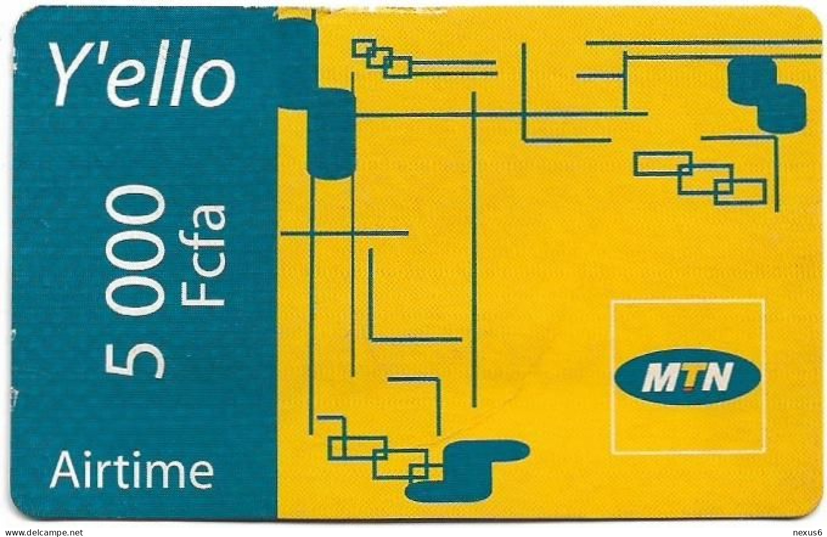 Cameroon - MTN - Airtime Y'ello, GSM Refill 5.000FCFA, Used - Kamerun