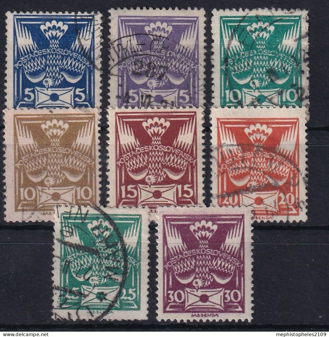 CZECHOSLOVAKIA 1920 - Canceled/MLH - Mi 162A-169A - Used Stamps