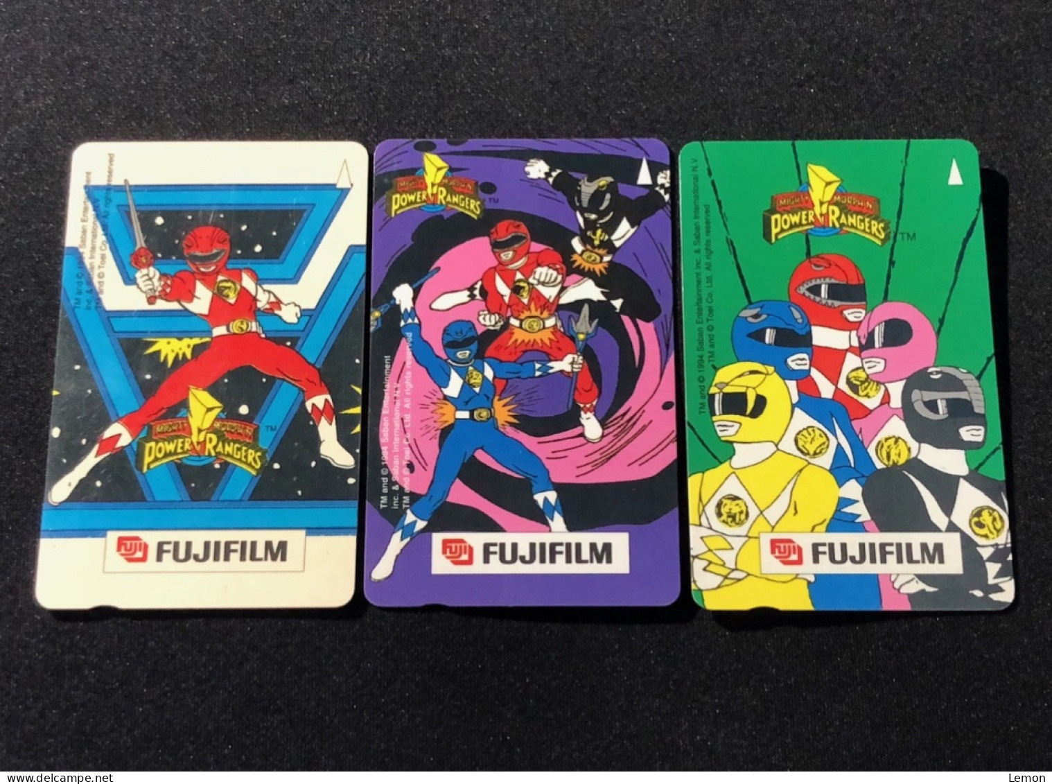 Singapore Telecom GPT Singtel Phonecard, FUJIFILM - POWER RANGERS, Set Of 3 Used Cards - Singapour