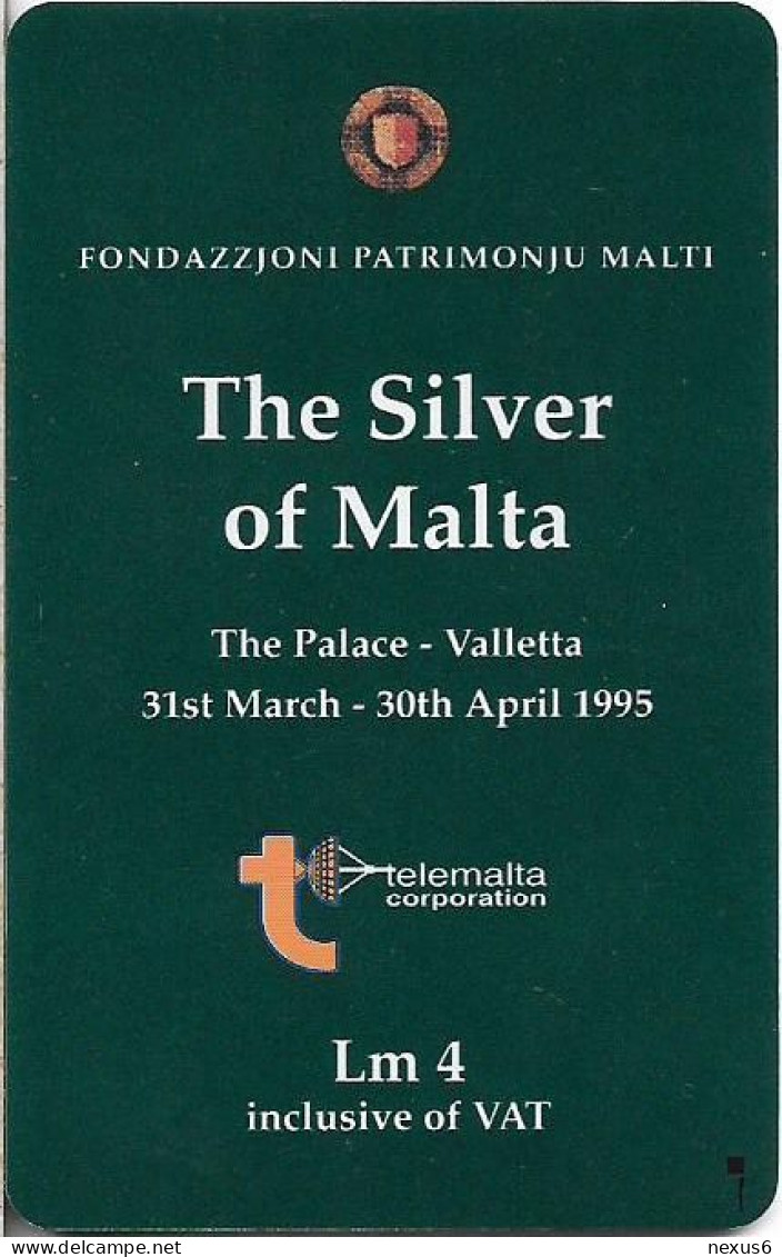 Malta - Maltacom - The Silver Of Malta, SC7, 03.1995, 80Units, 30.000ex, Used - Malte